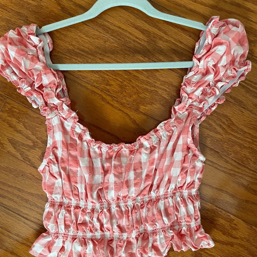 Pink Gingham Ruffle Top - Picture 2 of 2